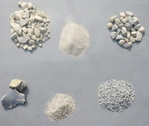 A selection of different qualities and sizes of calcined bauxite.